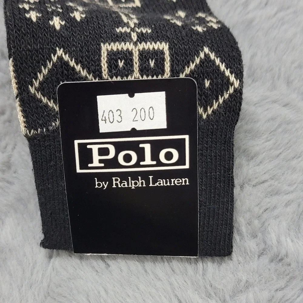 Polo Ralph Lauren Socks Mens 10-13 Black Diamond Argyle Silk Blend Mid Calf USA